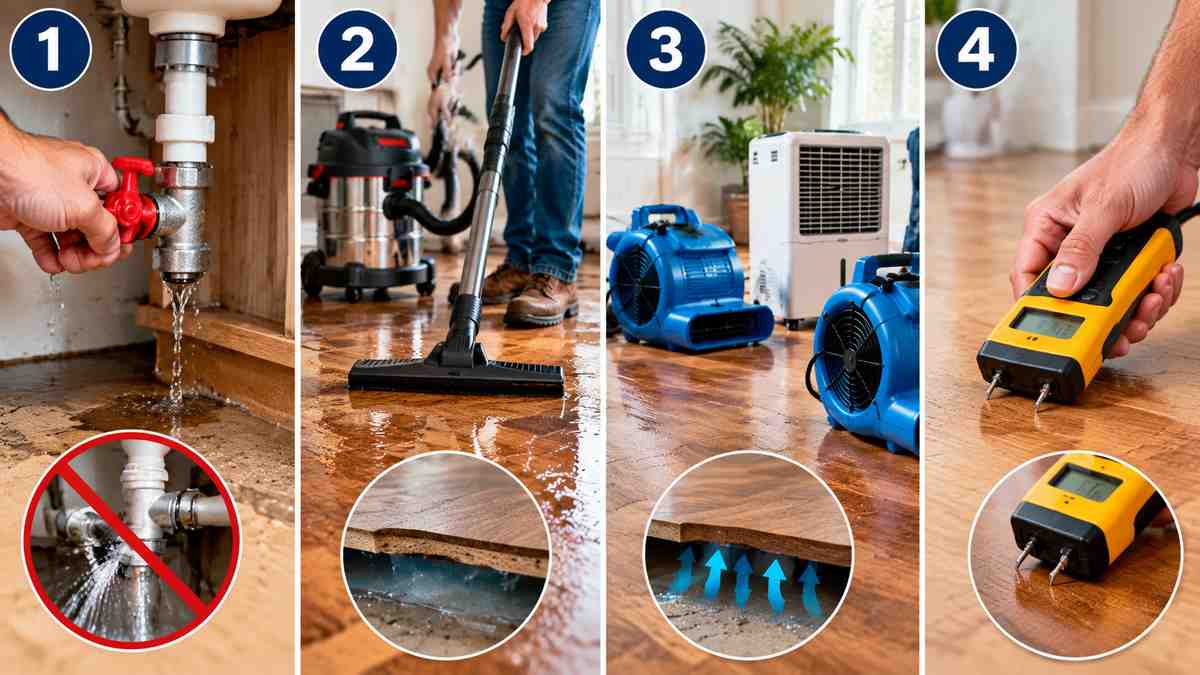 How to dry water under flooring: step by step process