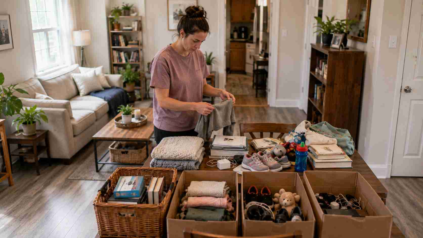 A woman organizing her home