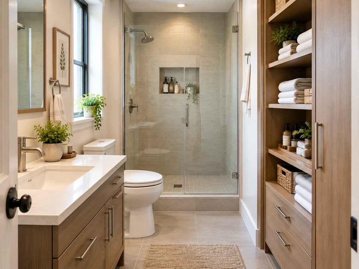 Small bathroom with closet ideas