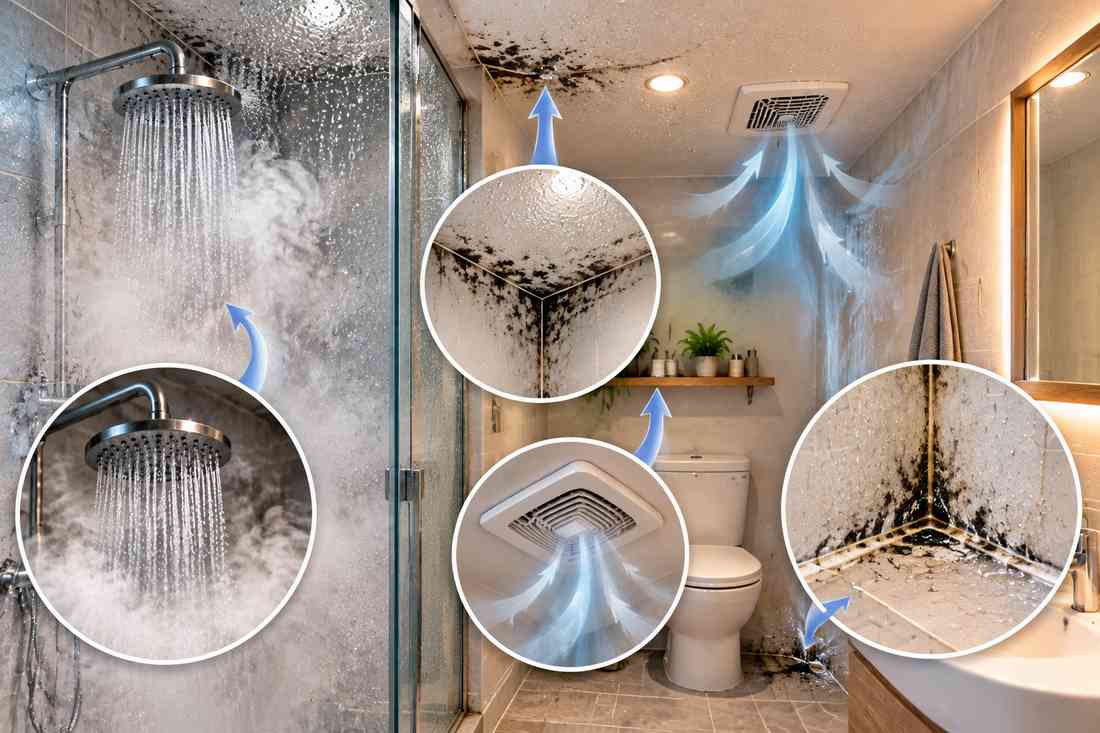 Root causes for mold growth in bathroom