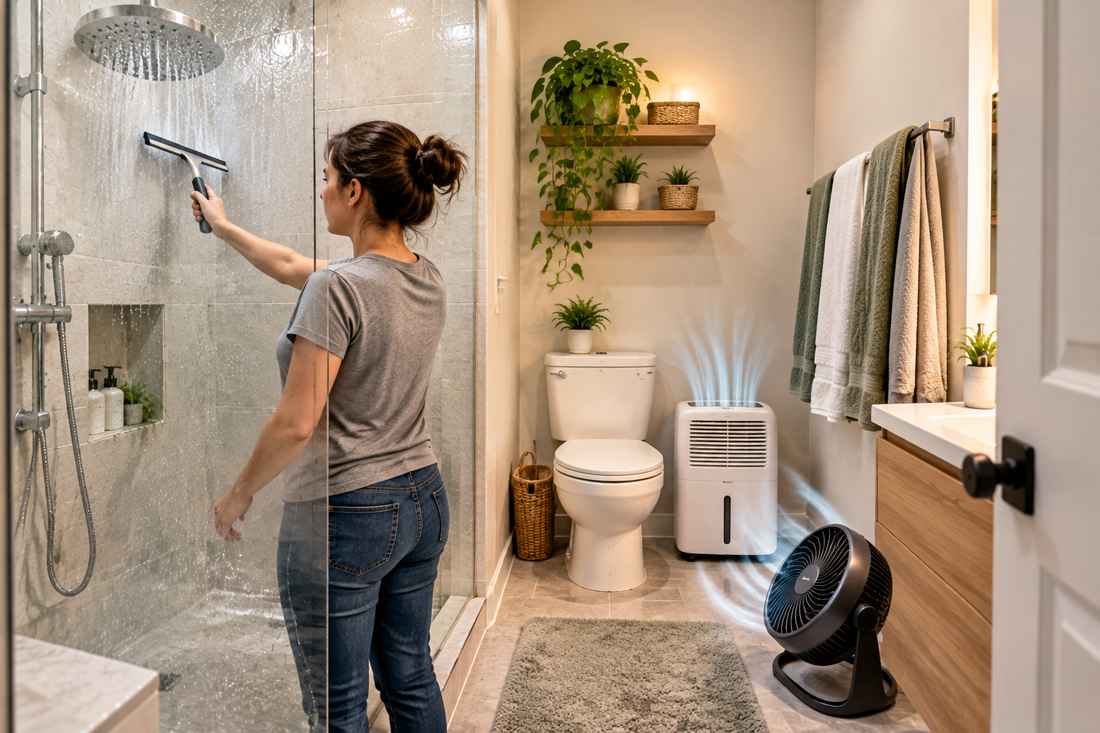 Preventing mold in a bathroom with no ventilation