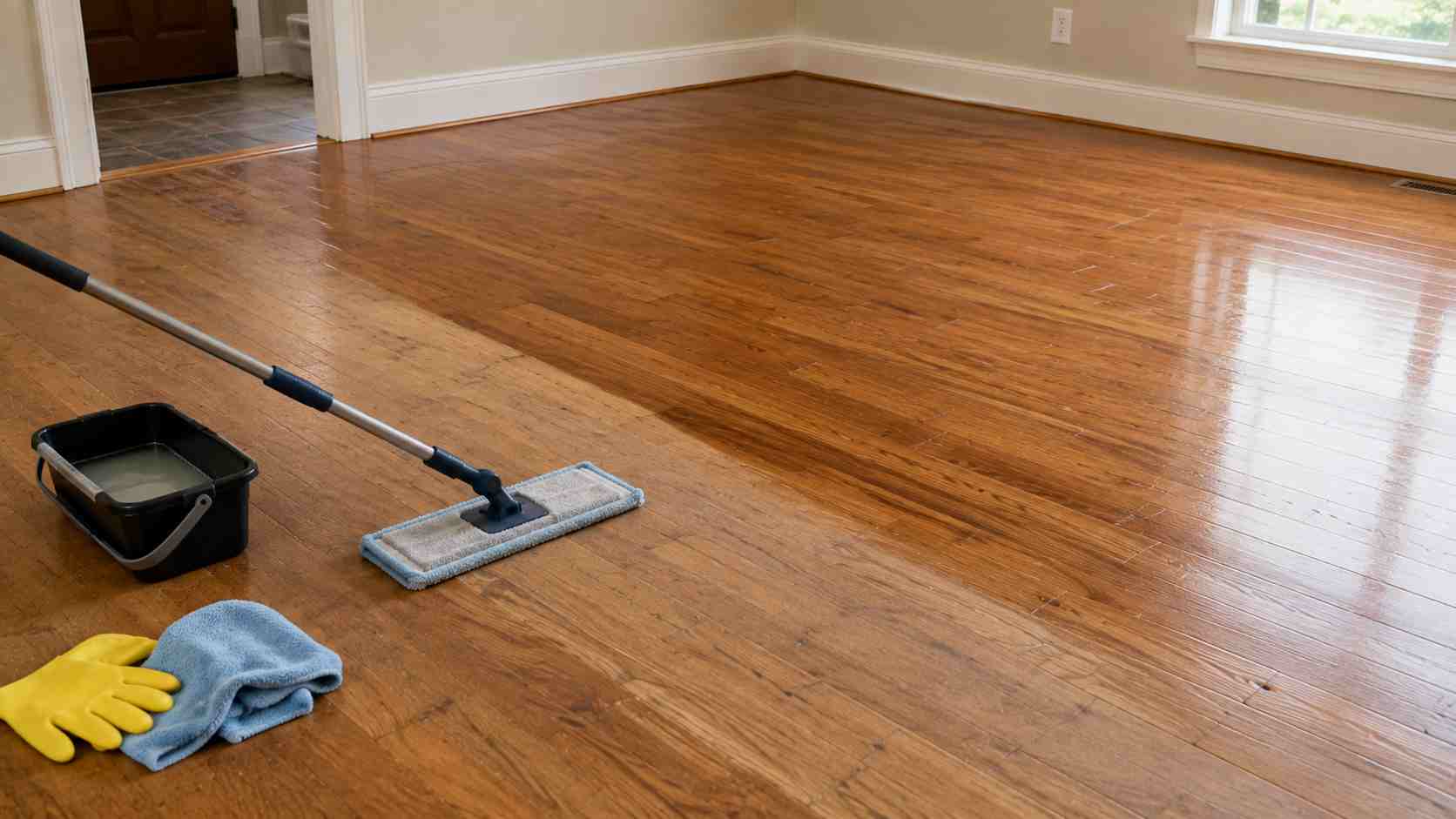 Waxing floor with a mop